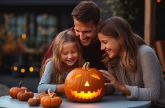 Family Celebrating Halloween